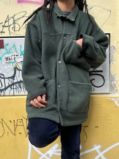 1990s Patagonia Shirring Coat 90年代 パタゴニア シャーリングコート フリース シンチラ レア ナイロン Toto Praha Vintage clothing shop Antique shop 古着屋 プラハ Showroom appointment Prague ユーロ古着 ヨーロッパ古着 古着卸 ヴィンテージ Made in USA アメリカ製 緑 Green