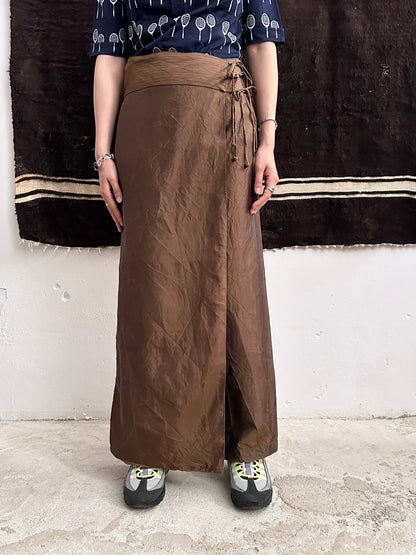 silk shantung wrapping skort