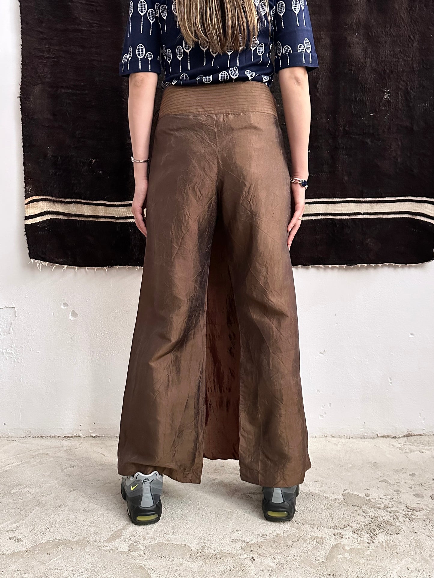 silk shantung wrapping skort