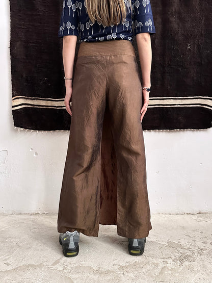 silk shantung wrapping skort