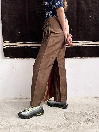 silk shantung wrapping skort