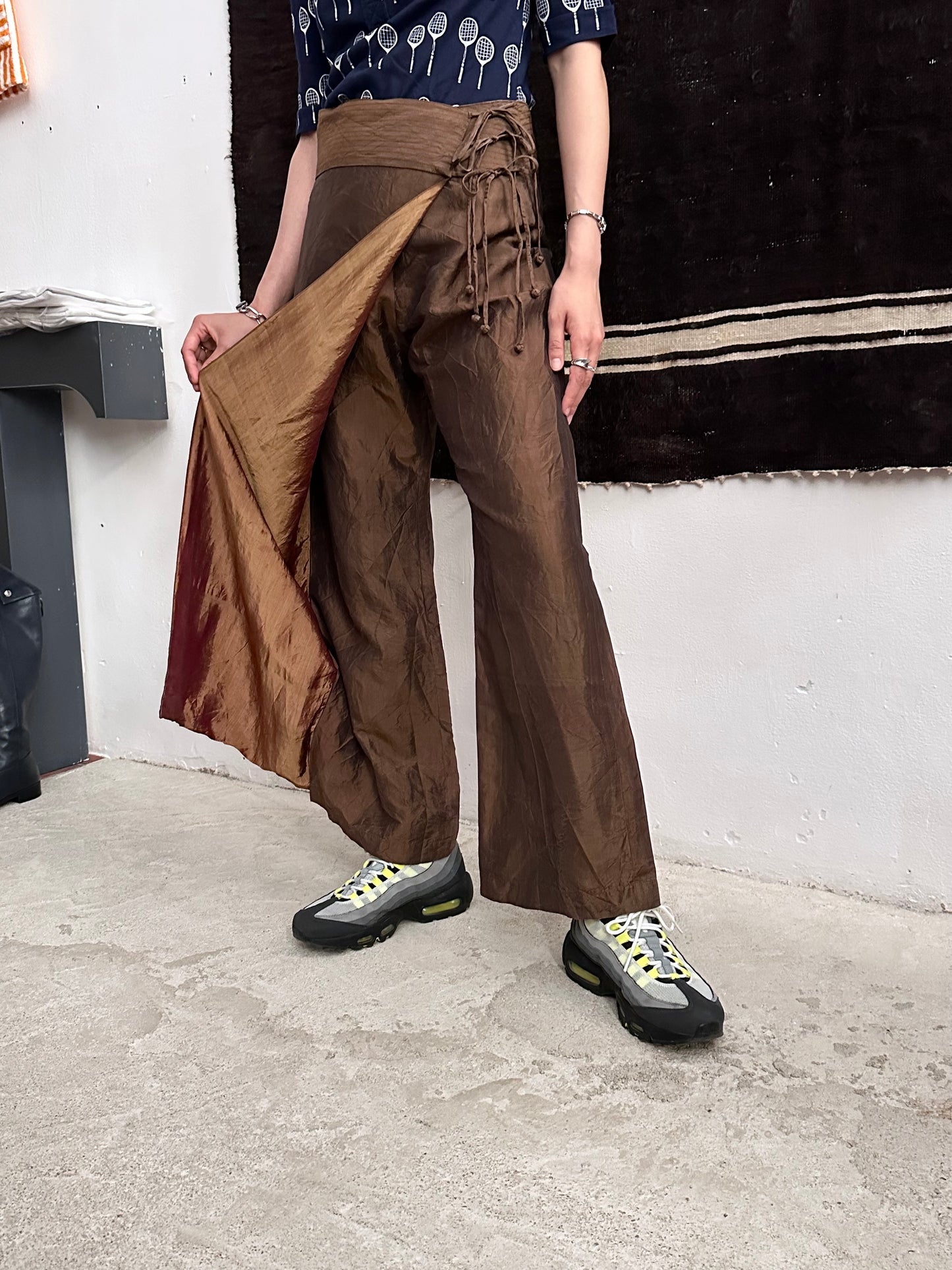 silk shantung wrapping skort