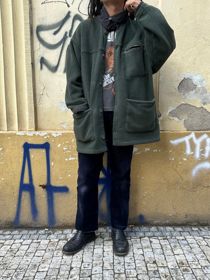 1990s Patagonia Shirring Coat 90年代 パタゴニア シャーリングコート フリース シンチラ レア ナイロン Toto Praha Vintage clothing shop Antique shop 古着屋 プラハ Showroom appointment Prague ユーロ古着 ヨーロッパ古着 古着卸 ヴィンテージ Made in USA アメリカ製 緑 Green
