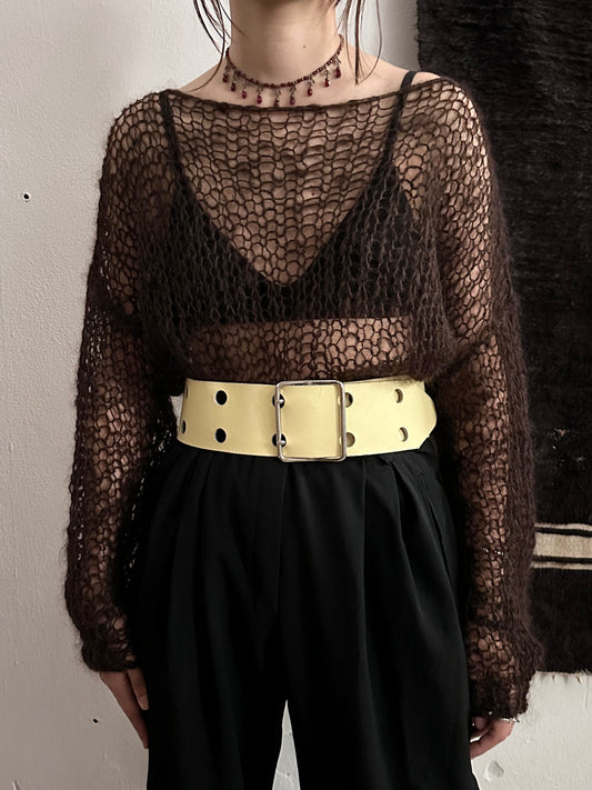 vintage leather belt - ivory punch