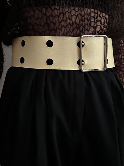 vintage leather belt - ivory punch