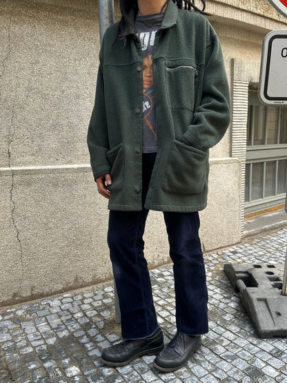 1990s Patagonia Shirring Coat 90年代 パタゴニア シャーリングコート フリース シンチラ レア ナイロン Toto Praha Vintage clothing shop Antique shop 古着屋 プラハ Showroom appointment Prague ユーロ古着 ヨーロッパ古着 古着卸 ヴィンテージ Made in USA アメリカ製 緑 Green