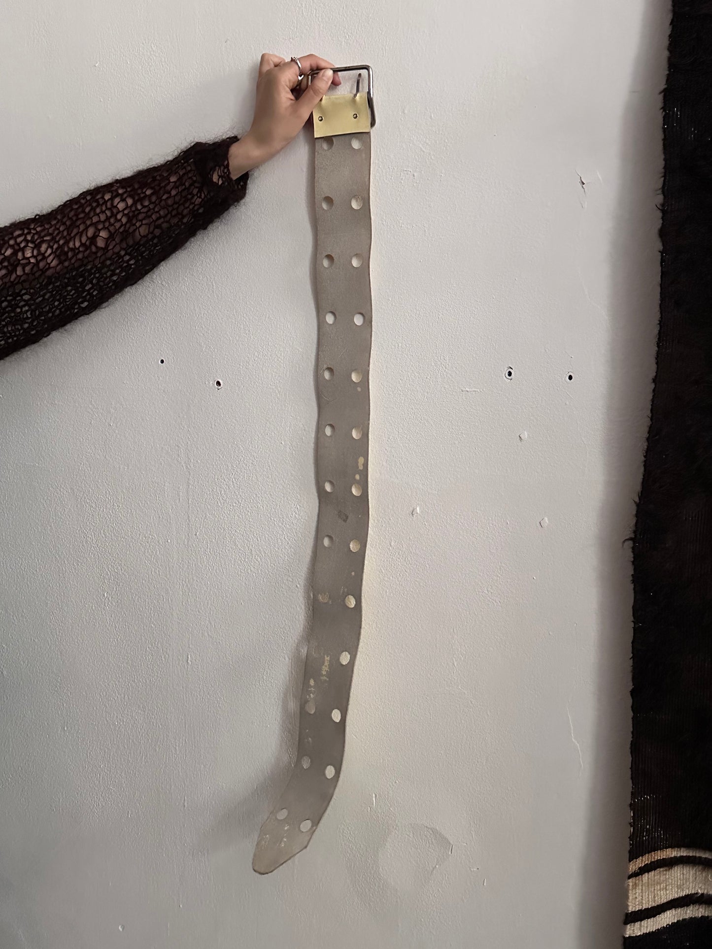 vintage leather belt - ivory punch