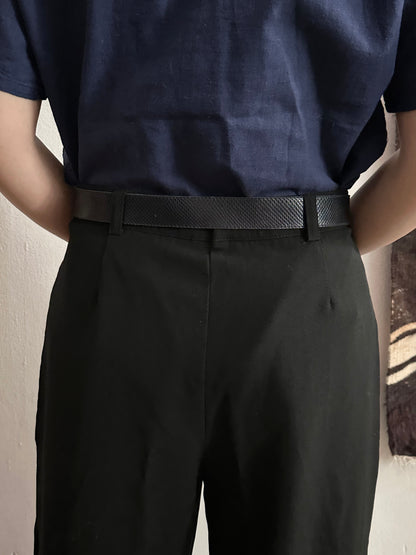 vintage leather belt - embossed navy