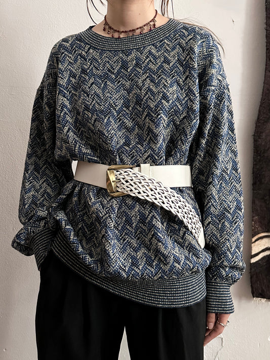 vintage leather belt - white mesh