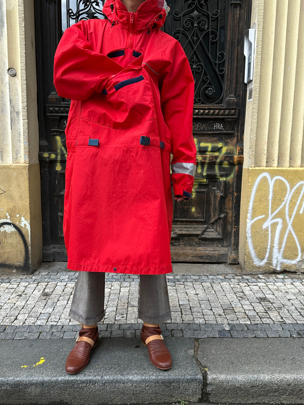 1990s Patagonia Sailing Jacket Smock Red 90年代 パタゴニア セーリング ナイロン 赤 レア Toto Praha Vintage clothing shop Antique shop 古着屋 プラハ Showroom appointment Prague ユーロ古着 ヨーロッパ古着 古着卸 ヴィンテージ