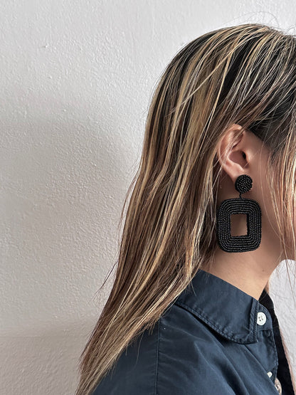 handmade black beads earrings