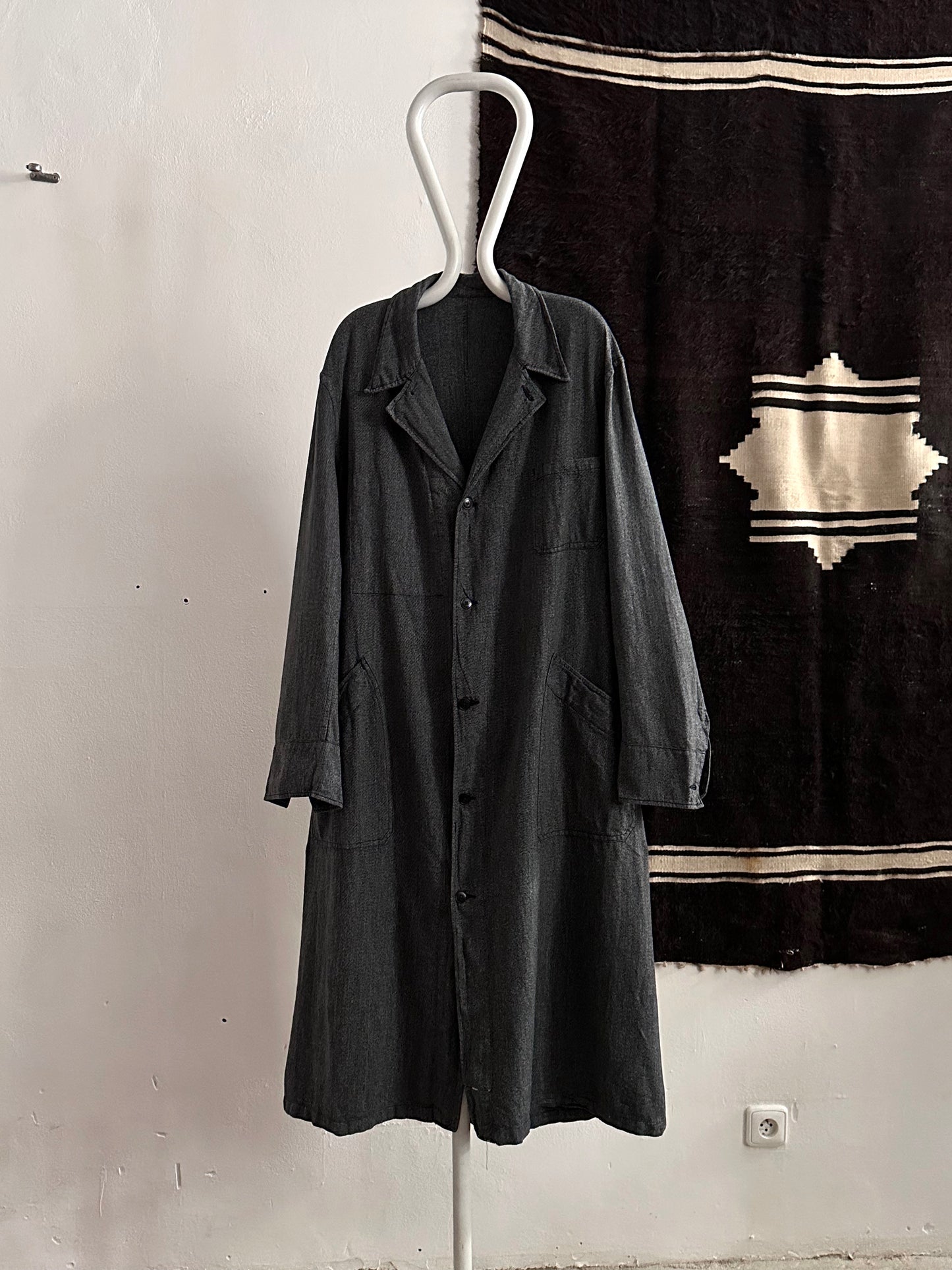 60s French Black Chambray Atelier Coat
