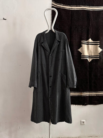 60s French Black Chambray Atelier Coat