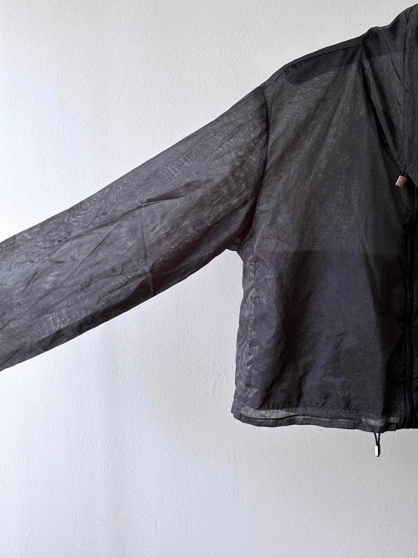 nylon sheer jacket with draw strings