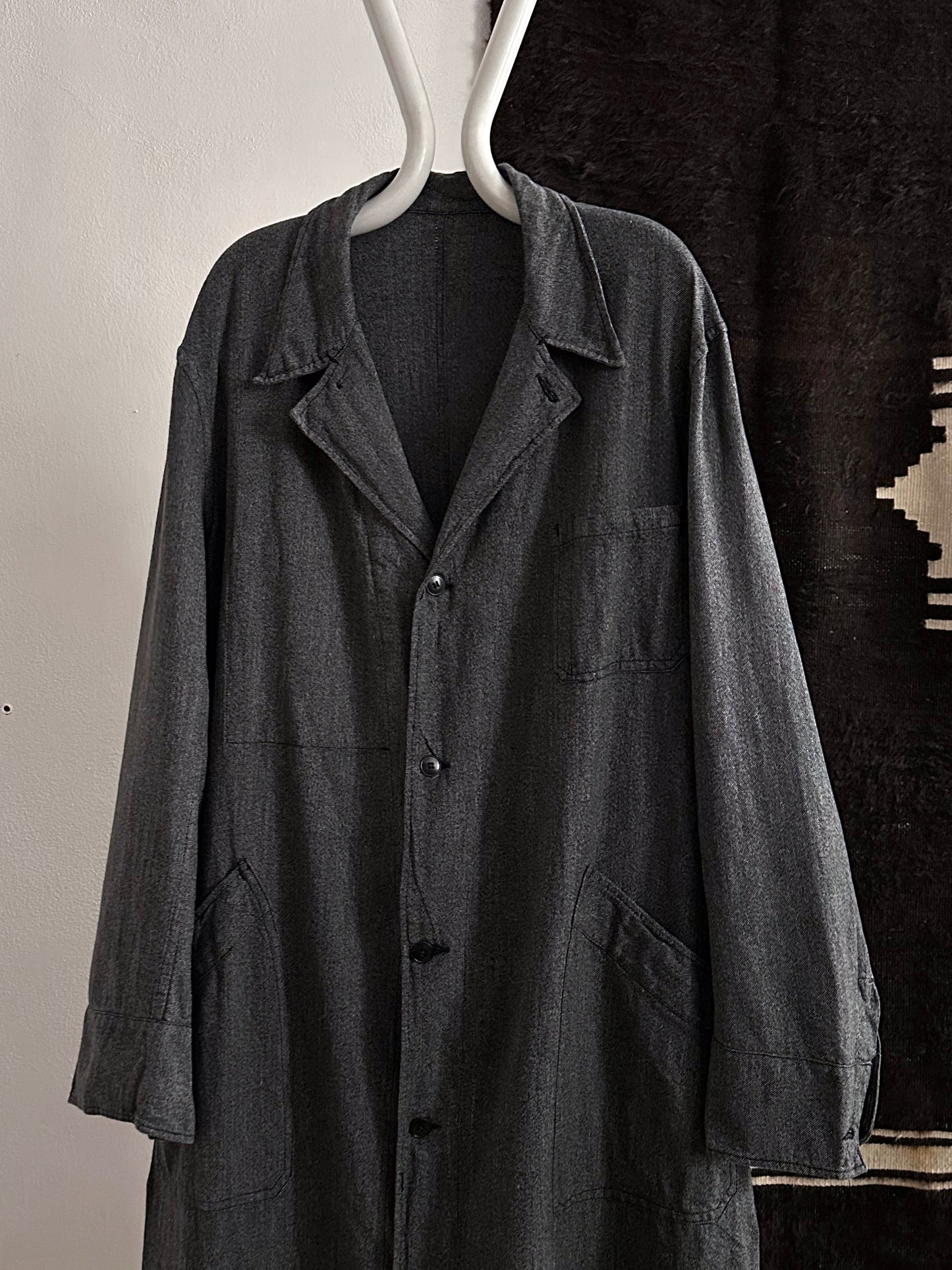 60s French Black Chambray Atelier Coat
