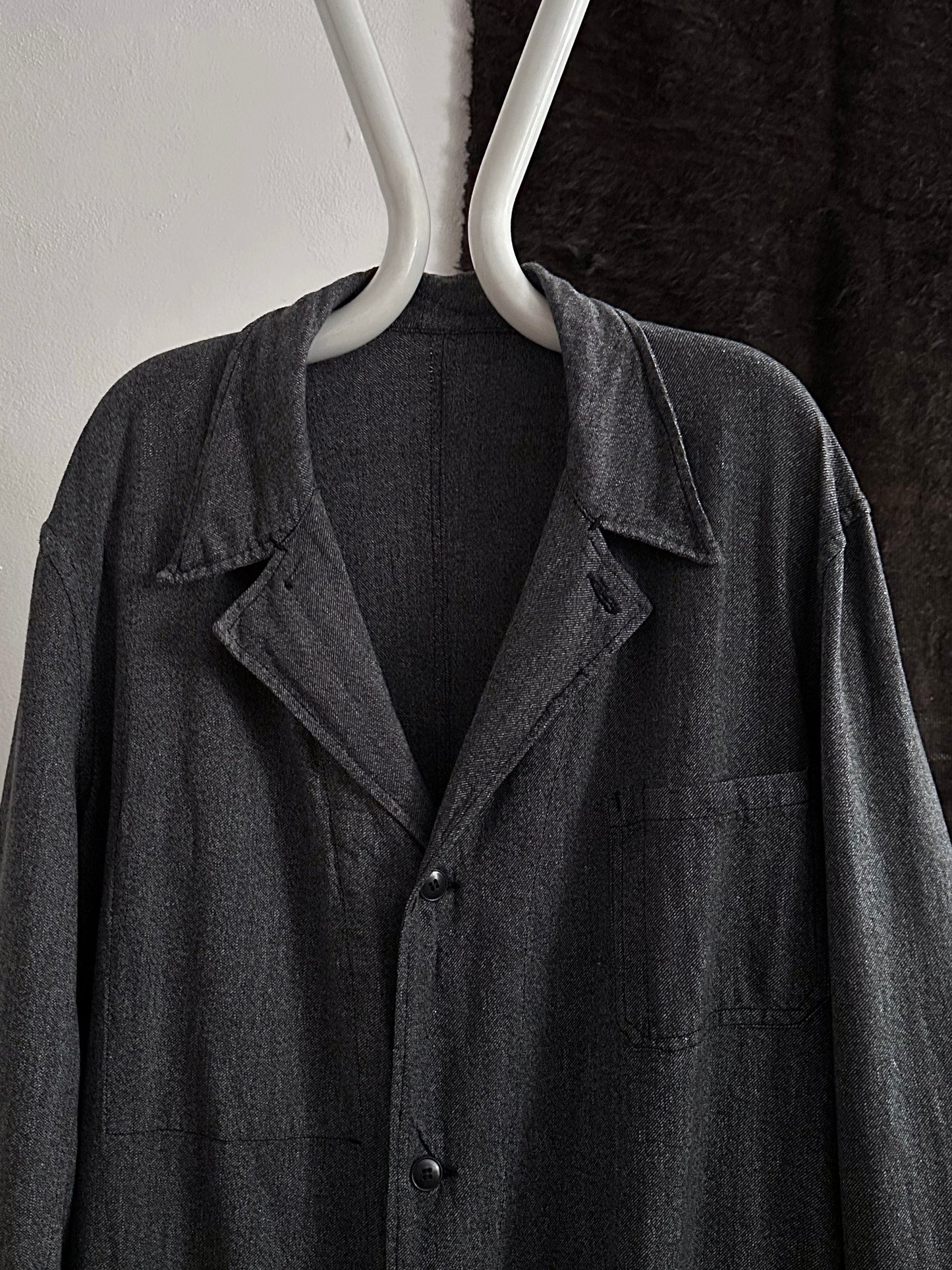 60s French Black Chambray Atelier Coat