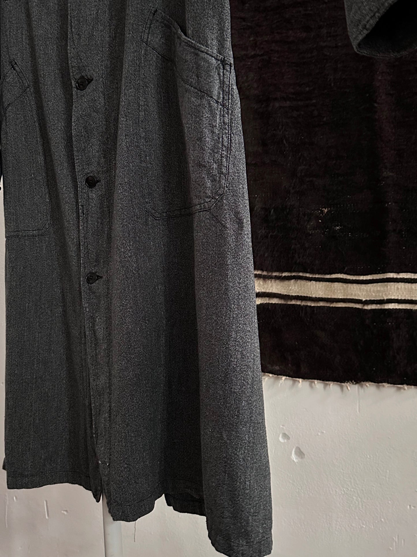 60s French Black Chambray Atelier Coat