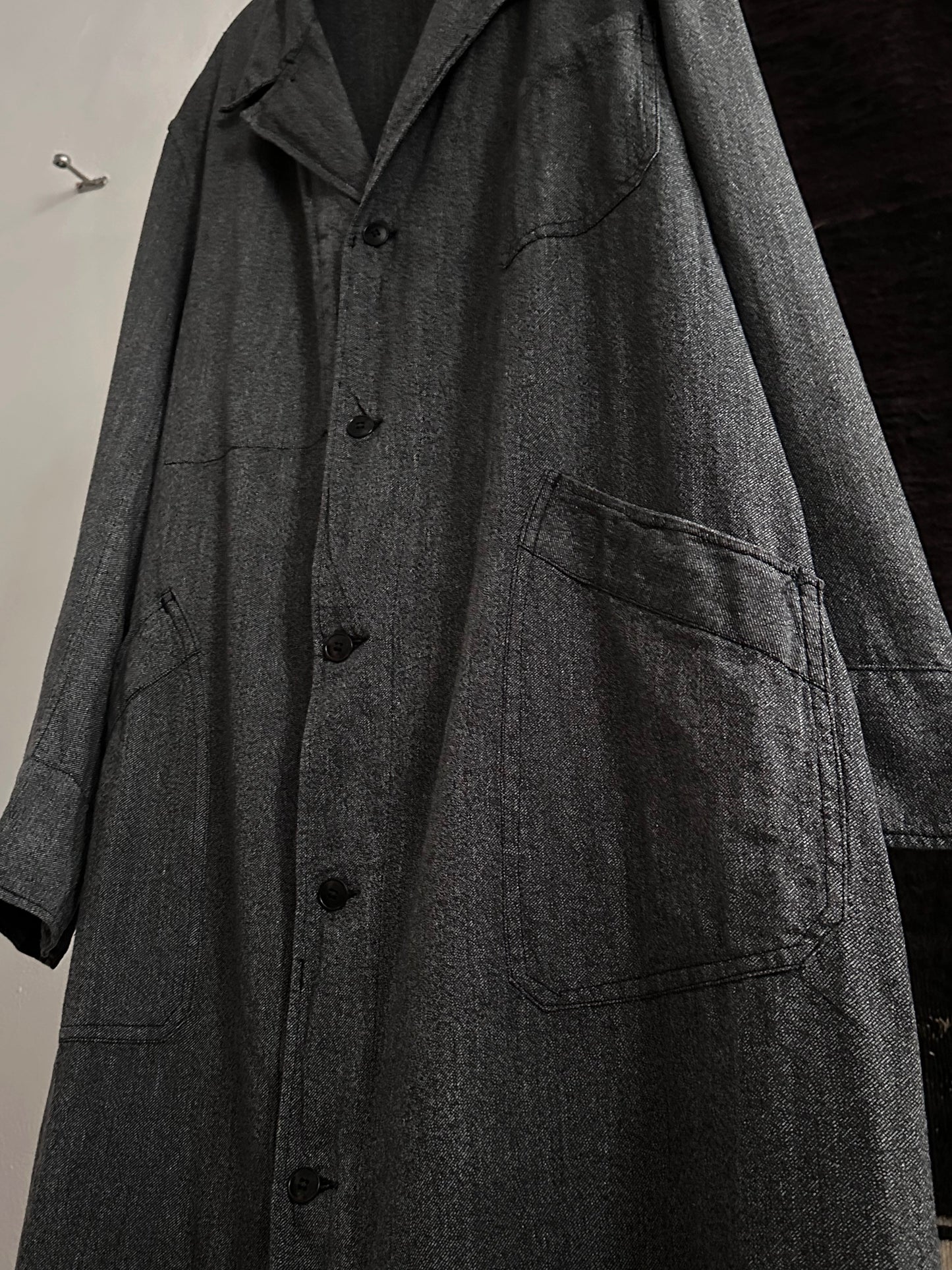 60s French Black Chambray Atelier Coat