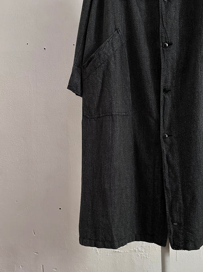 60s French Black Chambray Atelier Coat