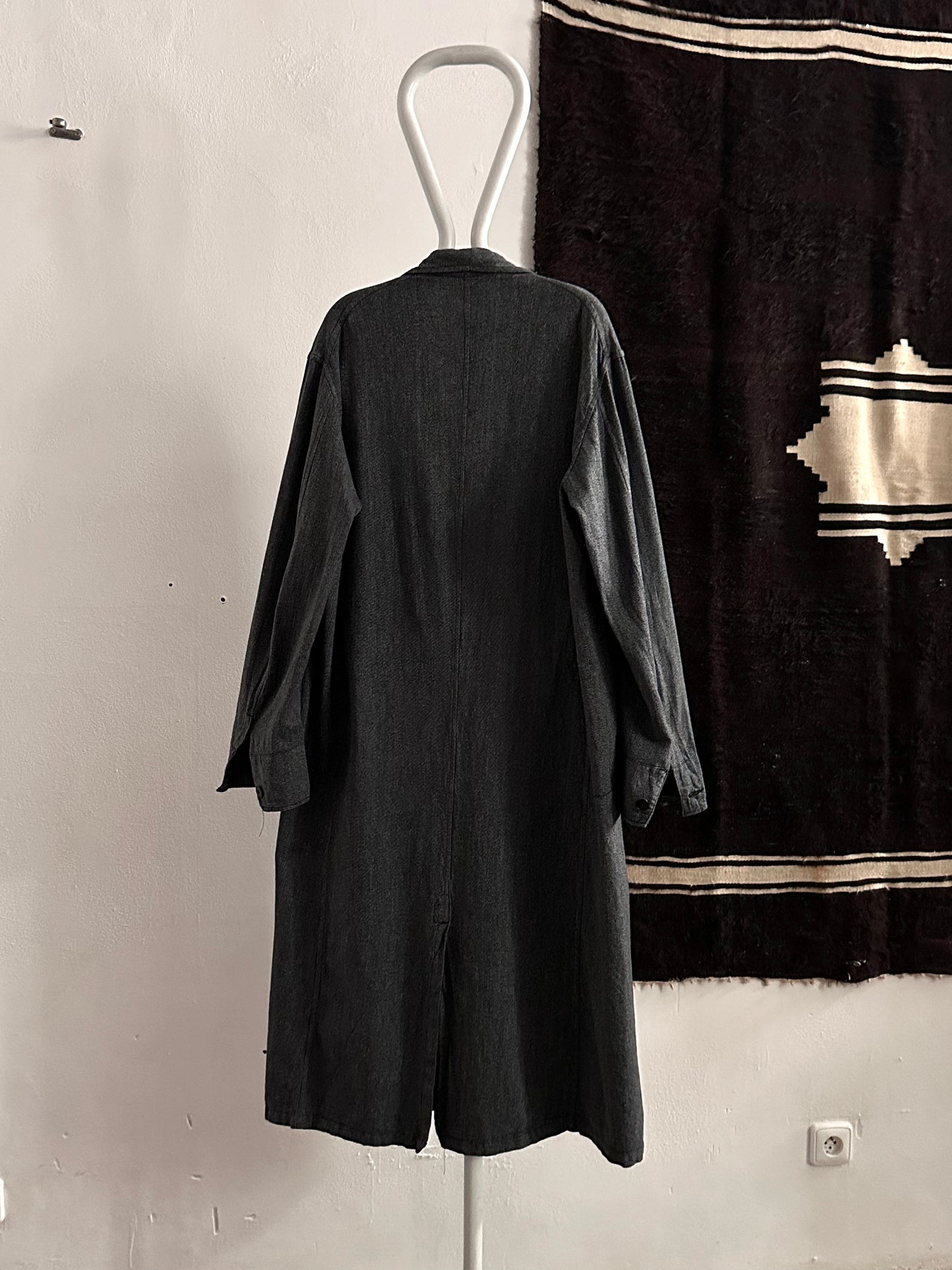 60s French Black Chambray Atelier Coat