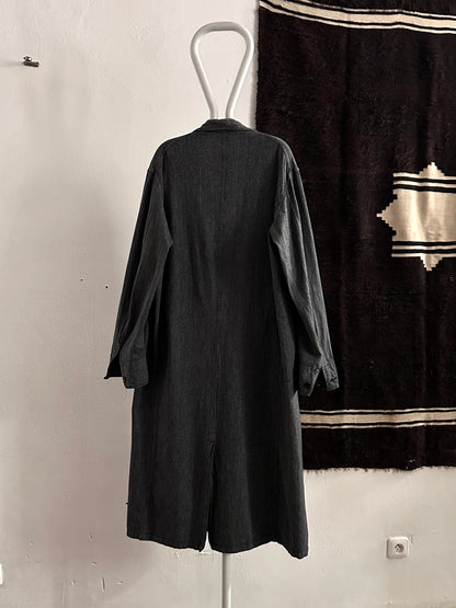 60s French Black Chambray Atelier Coat