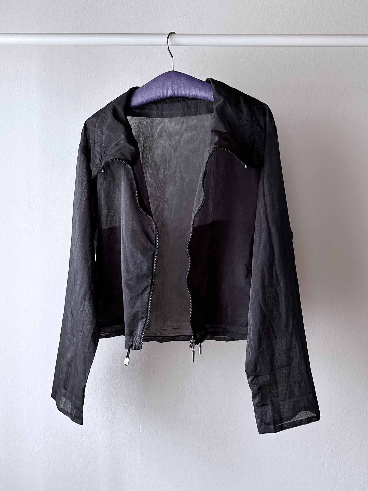 nylon sheer jacket with draw strings
