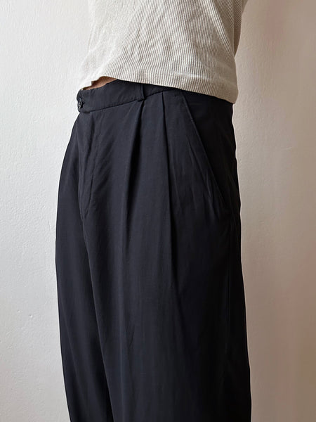 90s Black viscose/poly trouser - w30