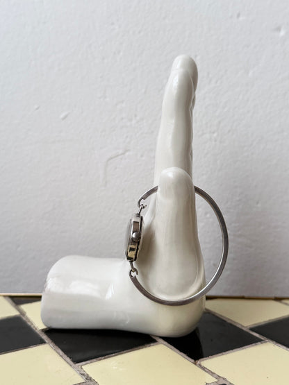 60-70s silver 835 black dial watch