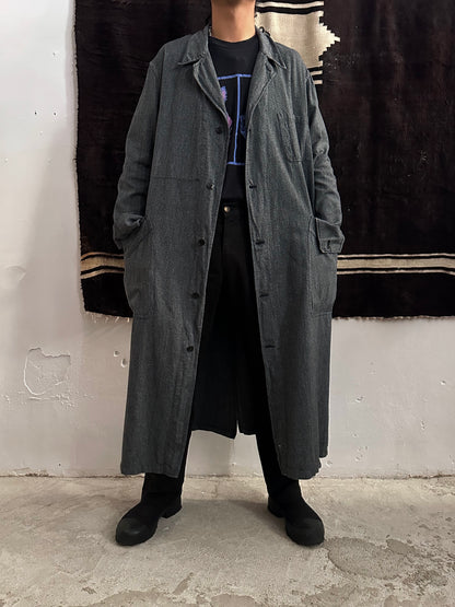60s French Black Chambray Atelier Coat