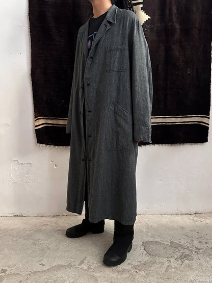 60s French Black Chambray Atelier Coat