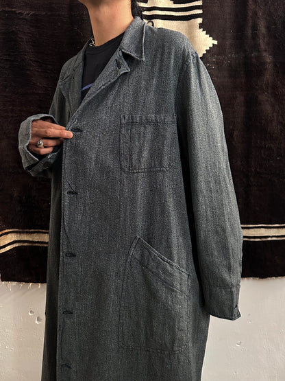 60s French Black Chambray Atelier Coat