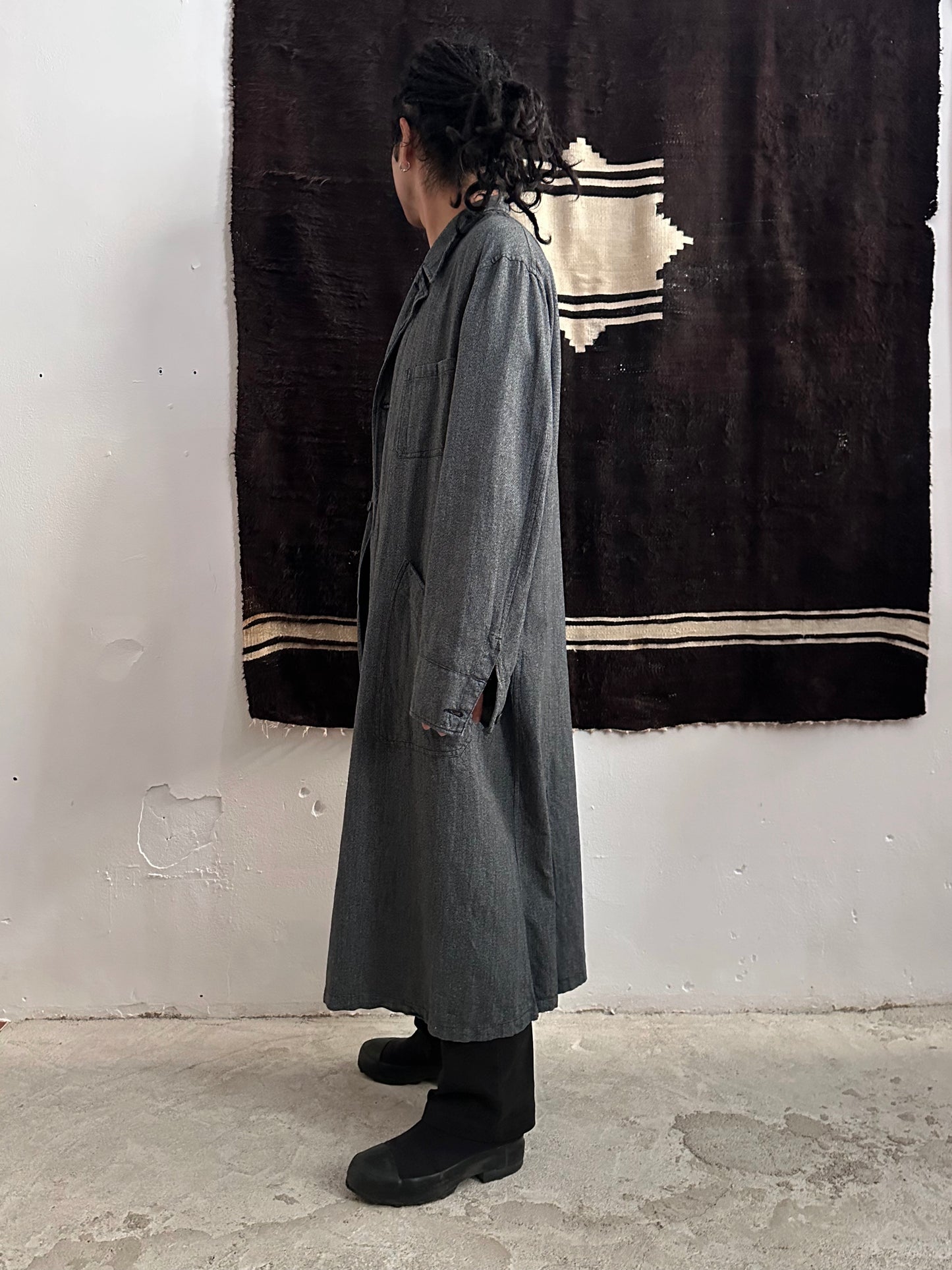 60s French Black Chambray Atelier Coat