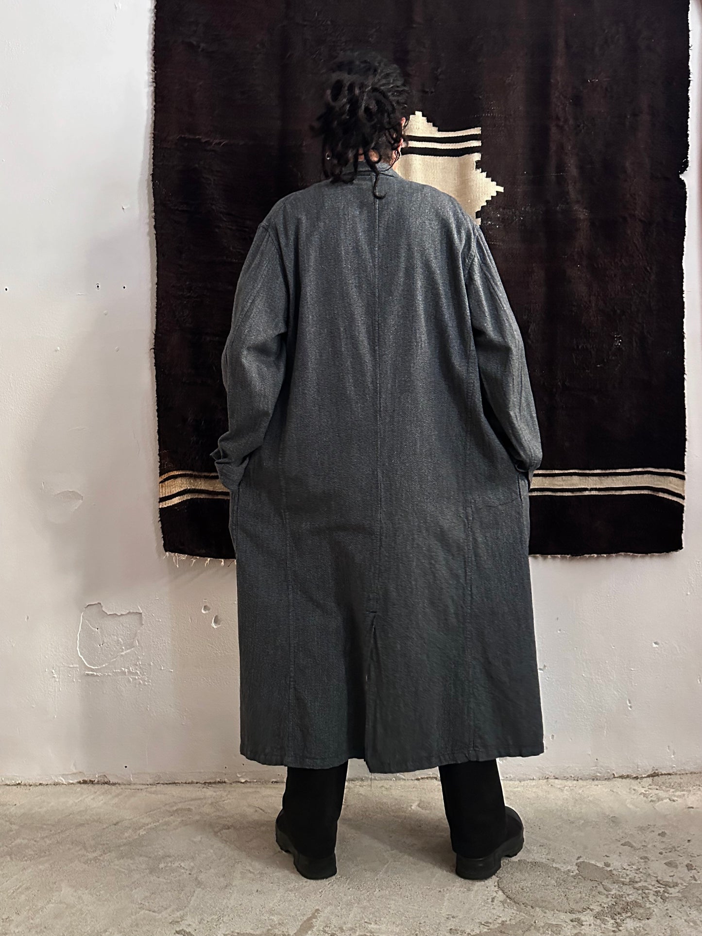 60s French Black Chambray Atelier Coat