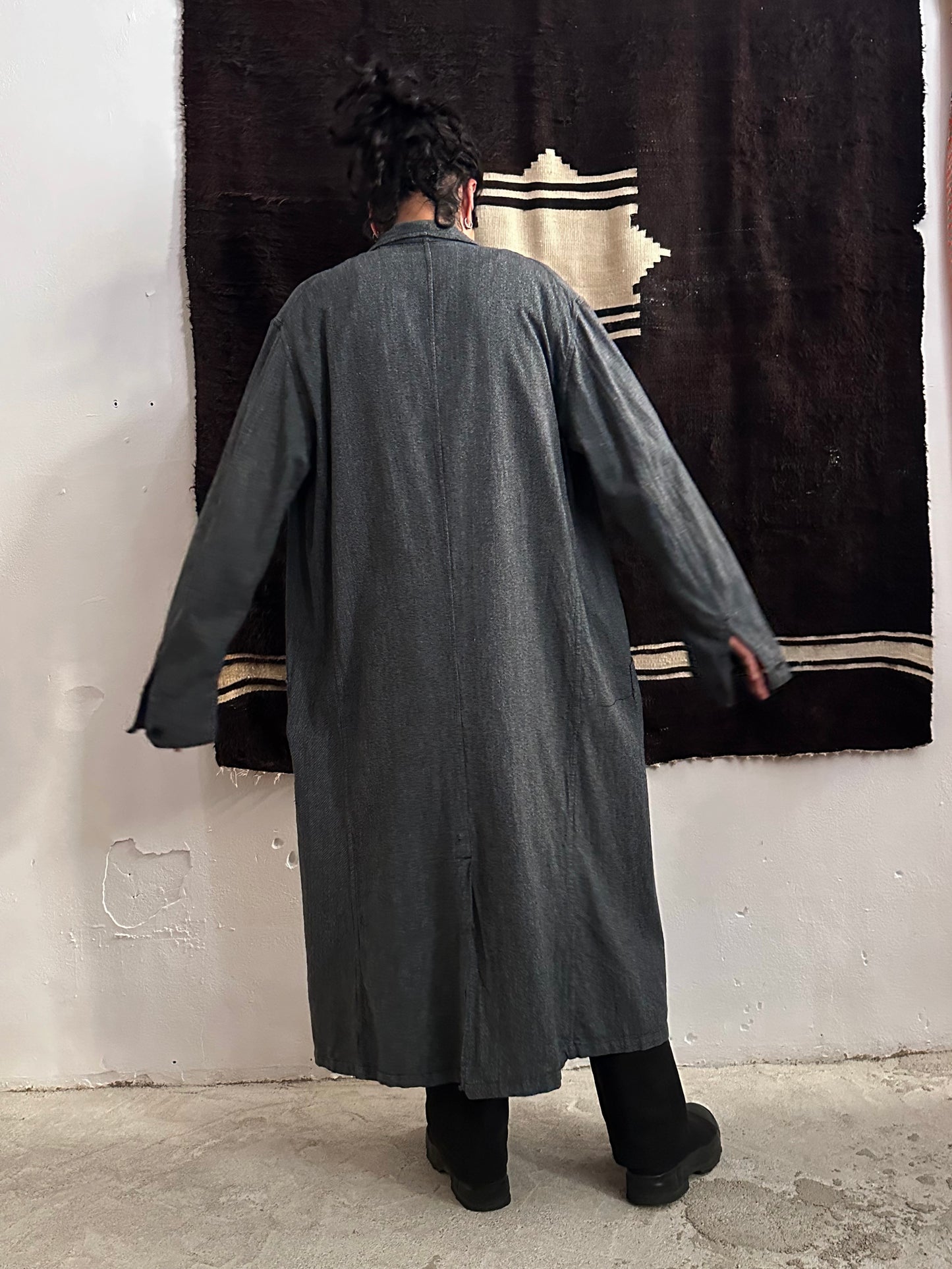 60s French Black Chambray Atelier Coat