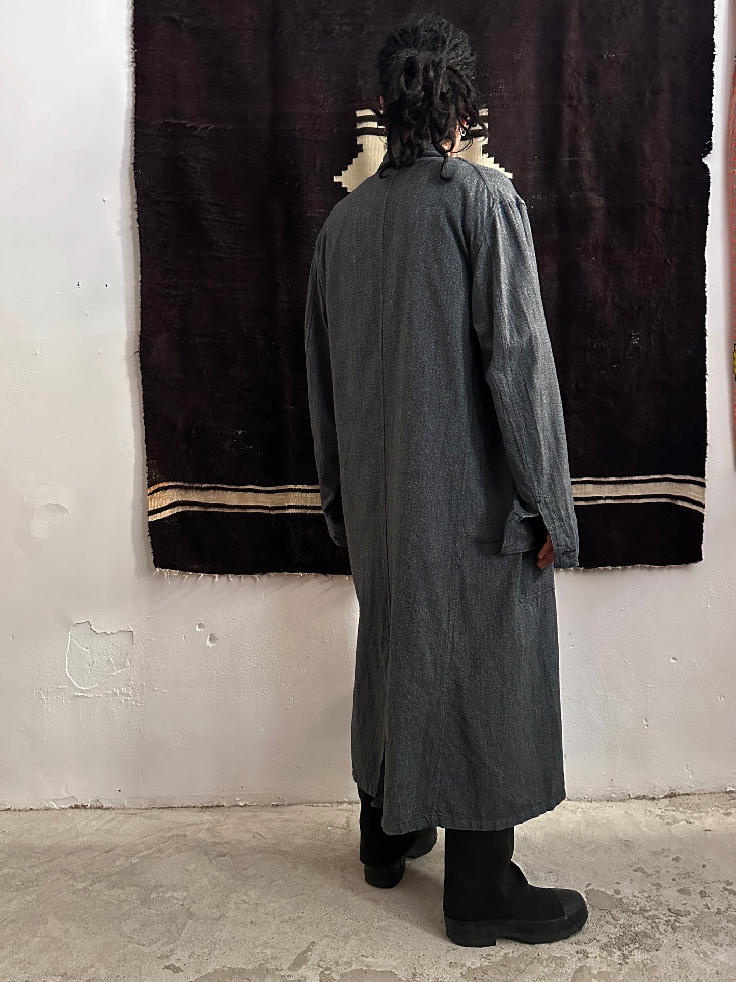 60s French Black Chambray Atelier Coat