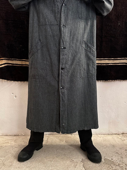 60s French Black Chambray Atelier Coat