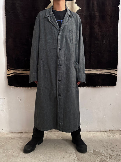 60s French Black Chambray Atelier Coat
