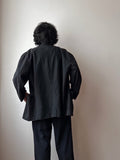 90s Black linen/cotton tailored jacket , Germany