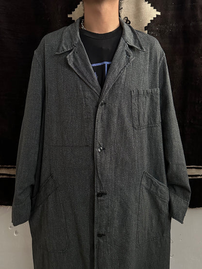 60s French Black Chambray Atelier Coat