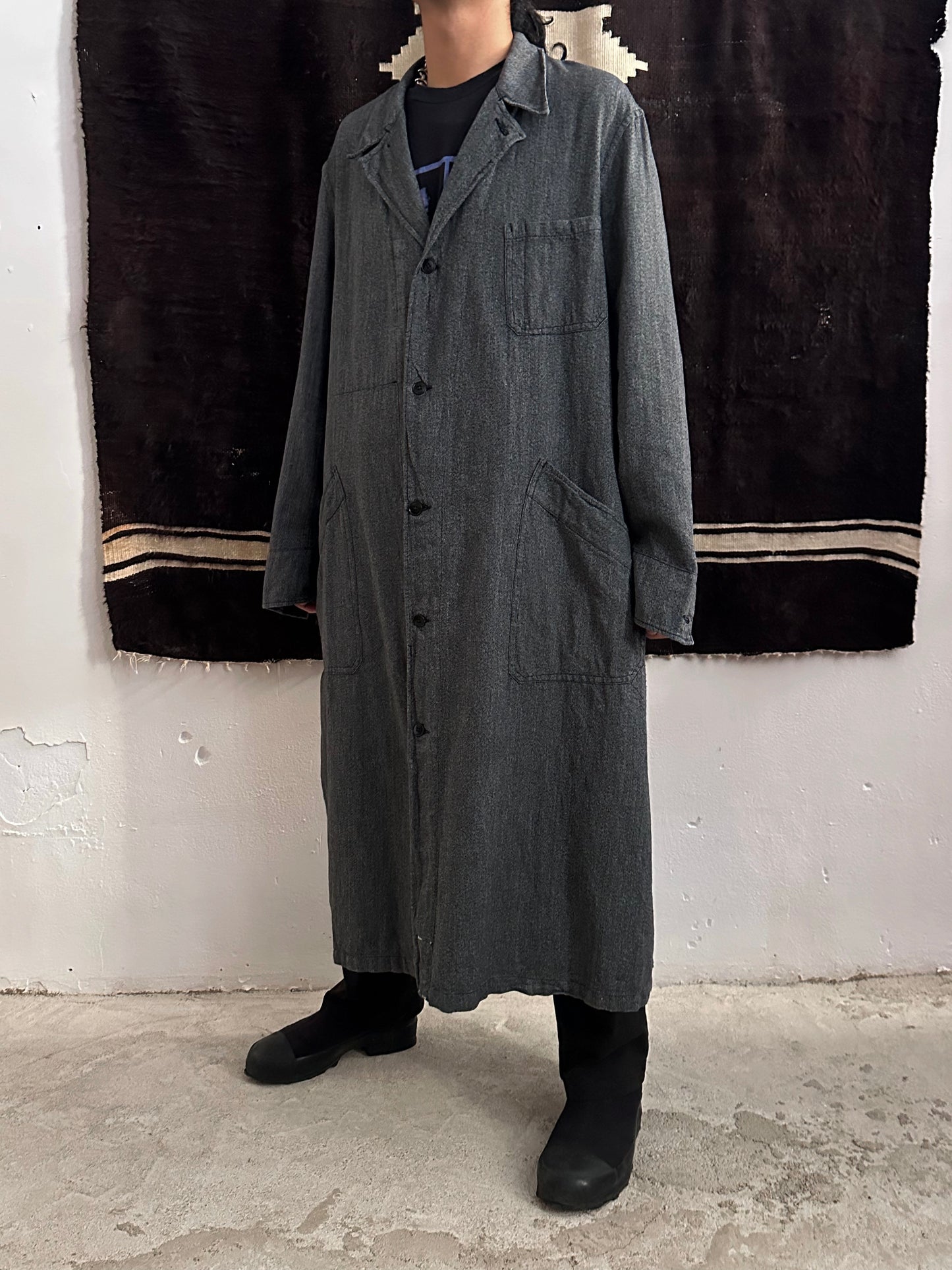 60s French Black Chambray Atelier Coat