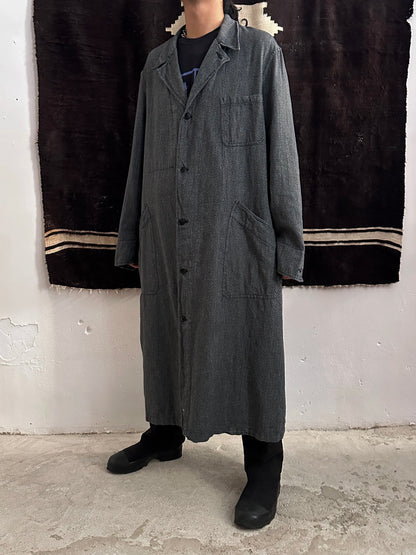 60s French Black Chambray Atelier Coat