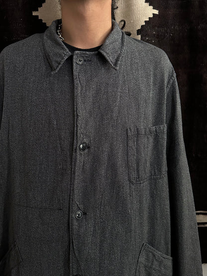 60s French Black Chambray Atelier Coat