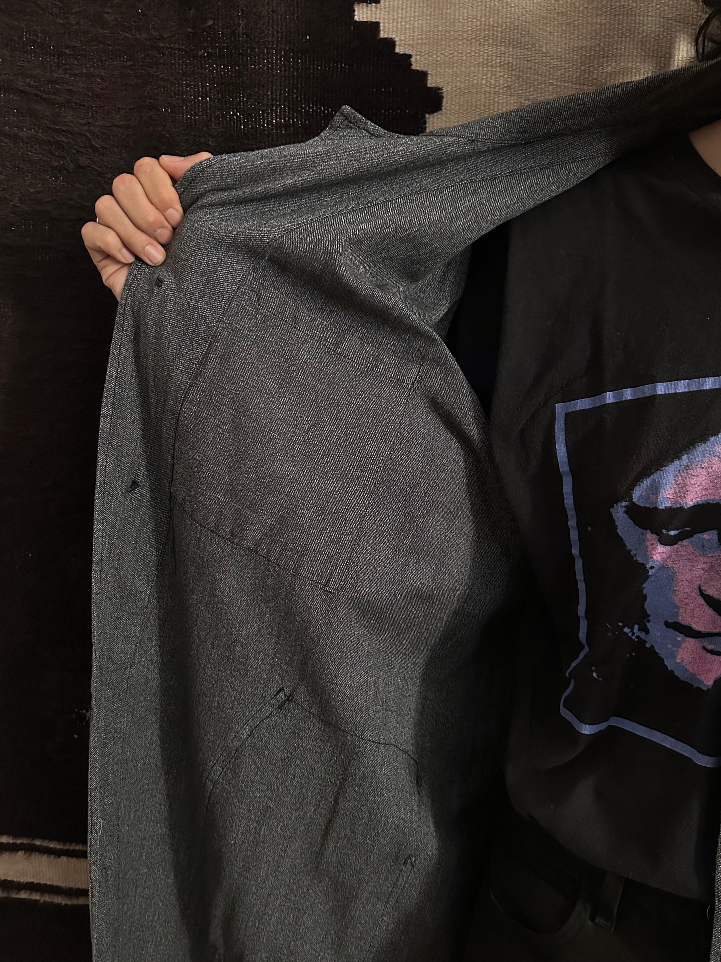 60s French Black Chambray Atelier Coat