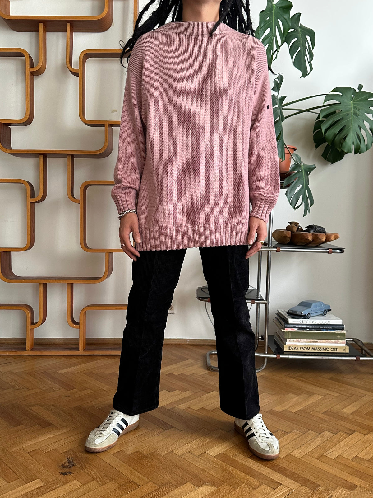 1990s 90年代 Stone Island ストーンアイランド Massimo Osti Wool Jumper ウール ニット セーター Pink ピンク マッシモオスティ Toto Praha Vintage clothing shop Antique shop 古着屋 プラハ Showroom appointment Prague ユーロ古着 ヨーロッパ古着 古着卸 ヴィンテージ