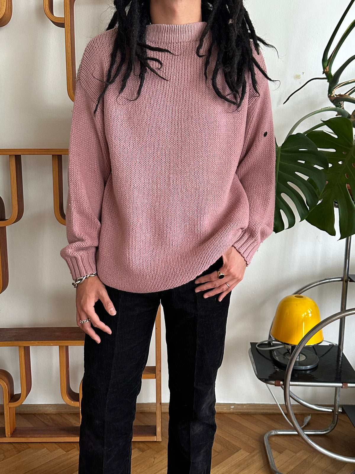 1990s 90年代 Stone Island ストーンアイランド Massimo Osti Wool Jumper ウール ニット セーター Pink ピンク マッシモオスティ Toto Praha Vintage clothing shop Antique shop 古着屋 プラハ Showroom appointment Prague ユーロ古着 ヨーロッパ古着 古着卸 ヴィンテージ