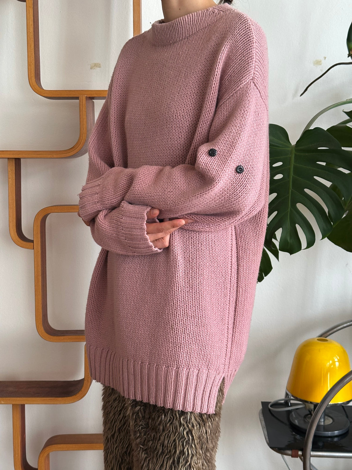 1990s 90年代 Stone Island ストーンアイランド Massimo Osti Wool Jumper ウール ニット セーター Pink ピンク マッシモオスティ Toto Praha Vintage clothing shop Antique shop 古着屋 プラハ Showroom appointment Prague ユーロ古着 ヨーロッパ古着 古着卸 ヴィンテージ