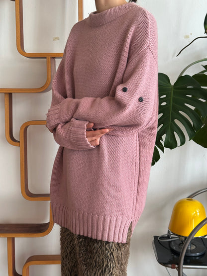1990s 90年代 Stone Island ストーンアイランド Massimo Osti Wool Jumper ウール ニット セーター Pink ピンク マッシモオスティ Toto Praha Vintage clothing shop Antique shop 古着屋 プラハ Showroom appointment Prague ユーロ古着 ヨーロッパ古着 古着卸 ヴィンテージ