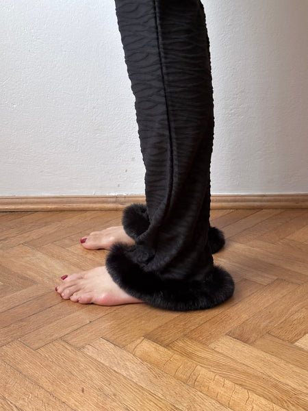 fur trimmed pants