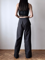 charcoal wide poly slacks W28