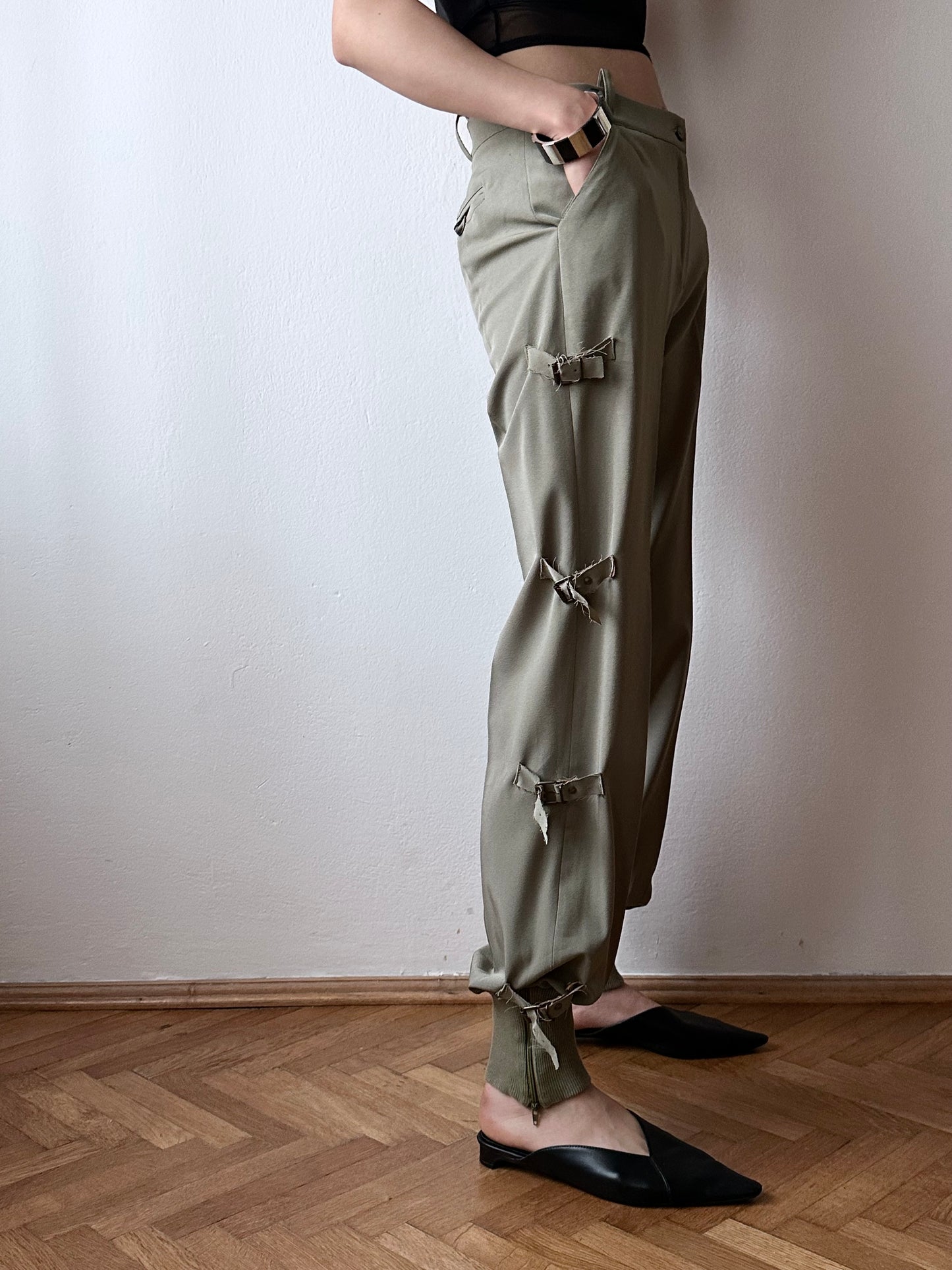 90s Italy side belt trouser